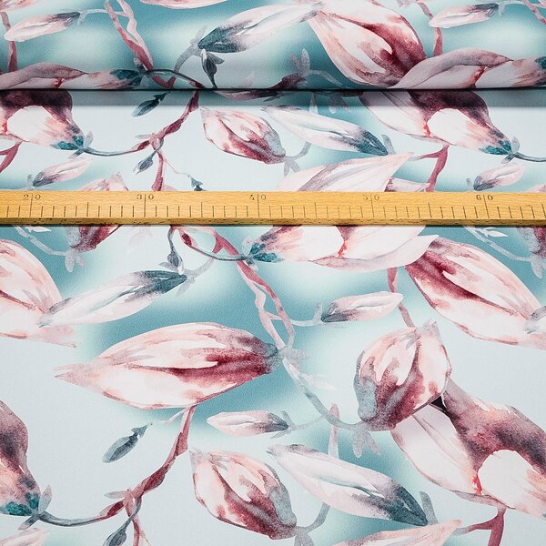 Orbytex zatemňovací závěs, blackout 10098/02 magnolie na tyrkysové, šířka 150cm (látka v metráži)