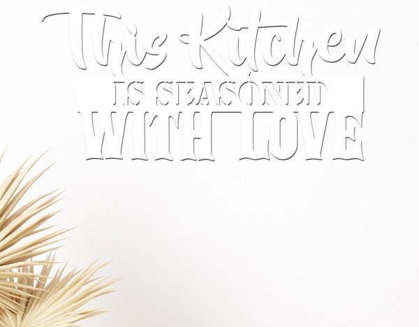 Dřevo života | Dřevěná dekorace nápis This Kitchen is | Barva: Bílá | Rozměry (cm): 40x18