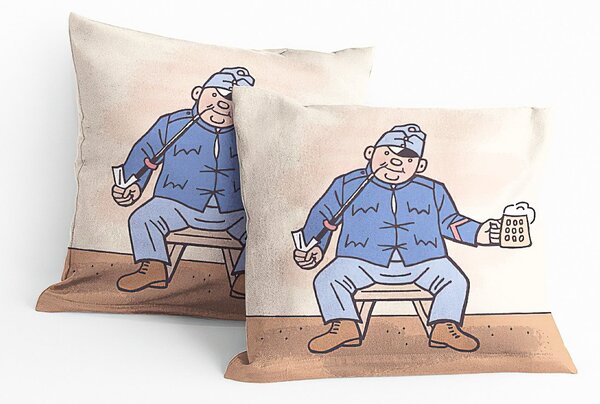 Matějovský Dětský povlak na polštářek JOSEF LADA ŠVEJK, béžový, 40x40cm