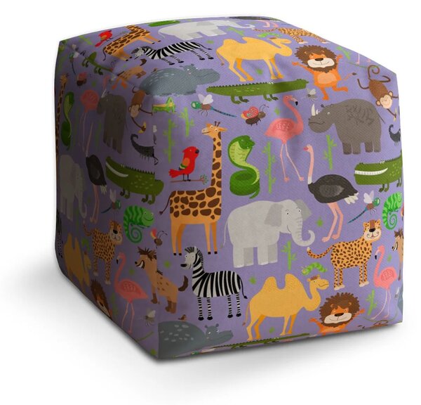 Sablio Taburet Cube Animované safari - 40x40x40 cm