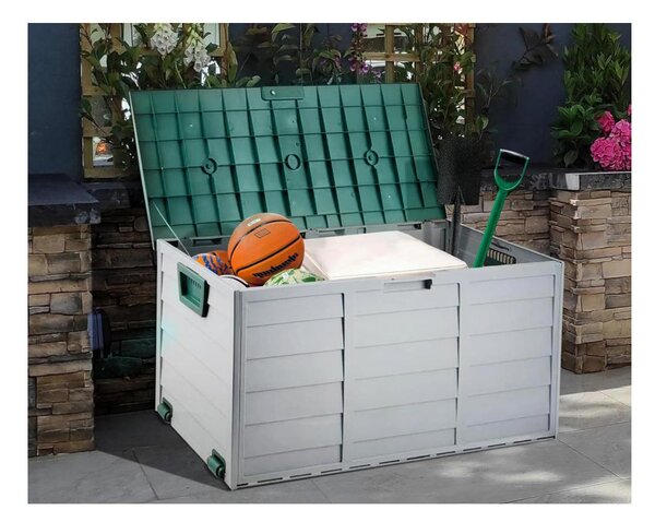 Zahradní úložný box Korta (šedá + zelená)