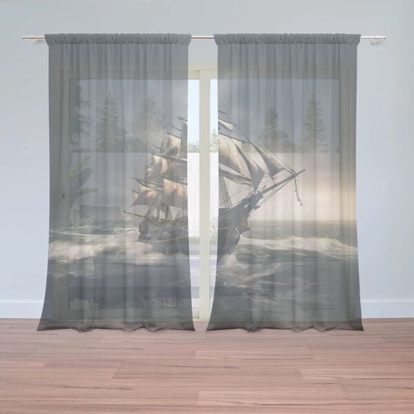 Sablio Záclony Plachetnice v rozbouřených vodách: 2ks 150x250cm