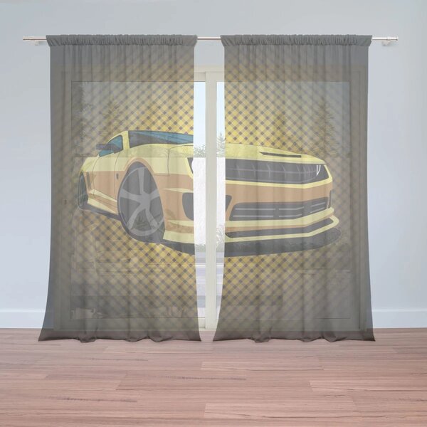 Sablio Záclony Chevrolet Camaro Žlutá mřížka: 2ks 150x250cm