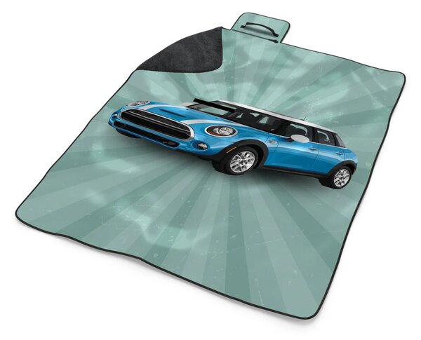 Sablio Plážová deka Mini sedan Zelené pozadí: 200x140 cm