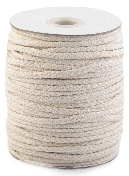 Hana Švédová Bavlněná pletená šňůra / provaz MACRAME, režná, návin 100m, průměr 4mm