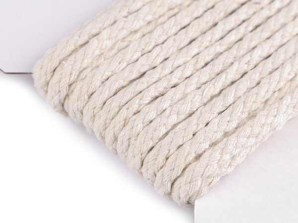 Hana Švédová Bavlněná pletená šňůra / provaz MACRAME, režná, návin 100m, průměr 4mm