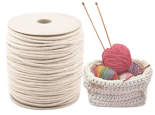 Hana Švédová Bavlněná pletená šňůra / provaz MACRAME, režná, návin 100m, průměr 4mm