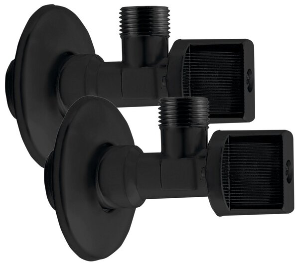, Rohový kulový ventil 1/2"x3/8", bez matky, pár, černý mat, 5306B