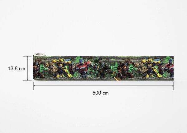 Dětská samolepící bordura na zeď Transformers Útok | 5 m x 13.8 cm | DWBD8037