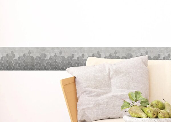 Samolepící bordura na zeď Šedá Mozaika | 5 m x 13.8 cm | DWB8449