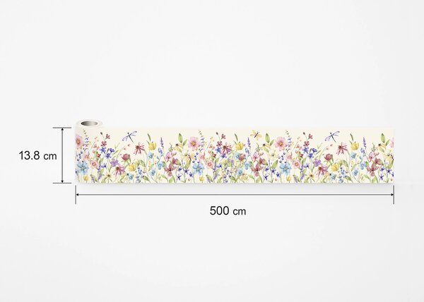 Samolepící bordura na zeď Divoká Akvarelová Flóra | 5 m x 13.8 cm | DWB8457