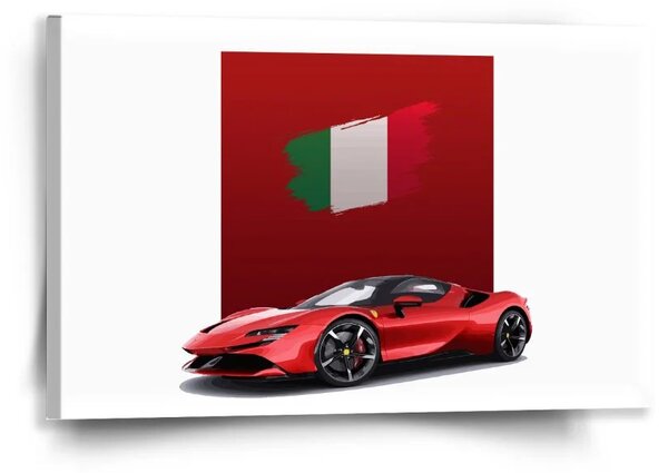 Sablio Obraz Ferrari Italská vlajka na červeném bloku - 60x40 cm