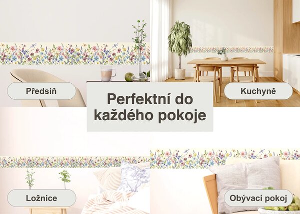 Samolepící bordura na zeď Divoká Akvarelová Flóra | 5 m x 13.8 cm | DWB8457