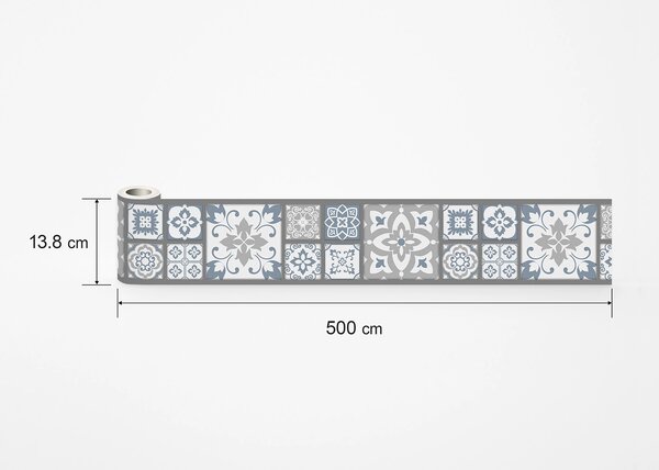 Samolepící bordura na zeď Šedá Patchworková Mozaika | 5 m x 13.8 cm | DWB8459
