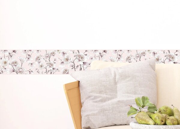 Samolepící bordura na zeď Květiny Magnólie | 5 m x 13.8 cm | DWB8465