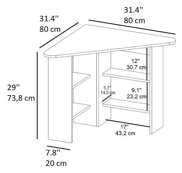 Rohový PC stolek Sabeni 2 (ořech). Akce -21%