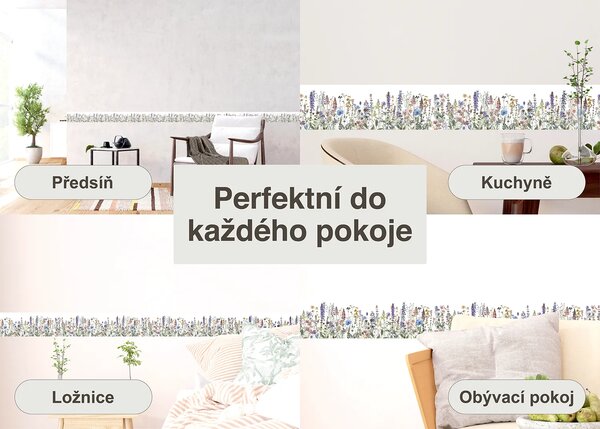Samolepící bordura na zeď Divoké Květy | 5 m x 13.8 cm | DWB8483