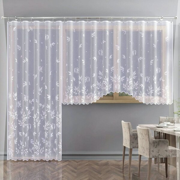 Forbyt žakarová kusová záclona AURA N172A jednobarevná bílá, výška 120 cm x šířka 220 cm (na okno)