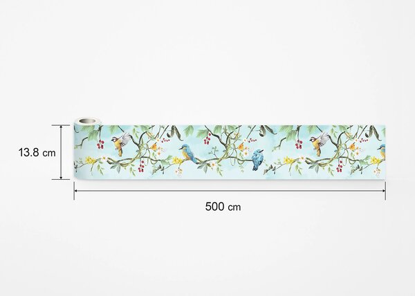 Samolepící bordura na zeď Modří Jarní Ptáci | 5 m x 13.8 cm | DWB8497
