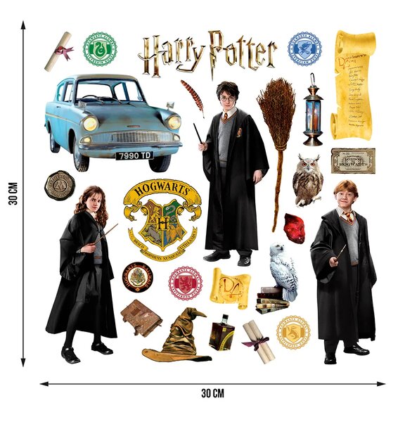 Dětská samolepka na zeď Harry Potter Trio Kouzelníků | 30 x 30 cm | DDKS3939