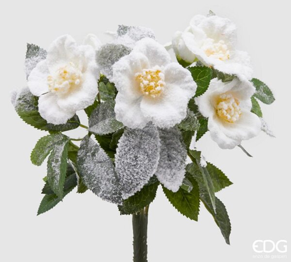 Zasněžená květina ve svazku bílá, 30cm