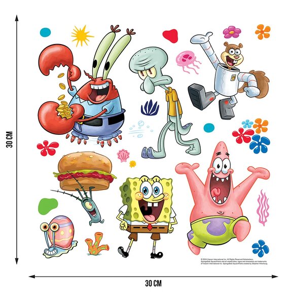 Dětská samolepka na zeď Spongebob Bikini Bottom | 30 x 30 cm | DDKS3951