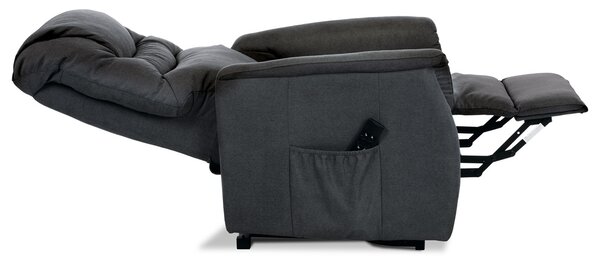 TV a relaxační křeslo s elektrickým ovládáním, potah šedá látka, 2 motory 240V/2