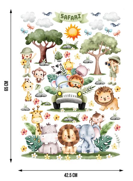 Dětská samolepka na zeď Zvířata Safari | 42.5 x 65 cm | DDKM1667