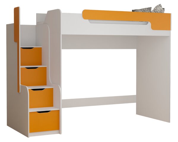 Multifunkční postel 90x200 RORA 5 - bílá / oranžová