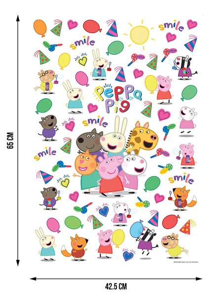 Dětská samolepka na zeď Prasátko Peppa Všichni Přátelé | 42.5 x 65 cm | DDKM1663