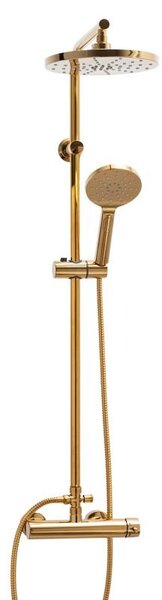 Erga Dubaj, sprchová souprava s pákovou baterií a dešťovou hlavicí 23 cm, zlatá lesklá, ERG-YKA-BP.DUBAJ23-GLD