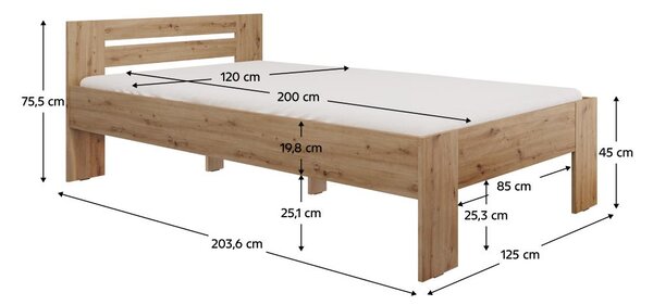 Jednolůžková postel 120x200 cm Boyard (dub artisan)