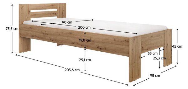 Jednolůžková postel 90x200 cm Boyard (dub artisan)