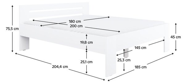 Manželská postel 180x200 cm Boyard (bílá)