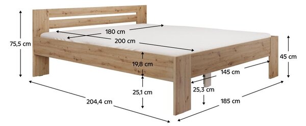 Manželská postel 180x200 cm Boyard (dub artisan). 1119509