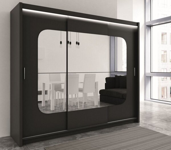 Casarredo - Komfort nábytek Šatní skříň FREMONT 250 s osvětlením, černá