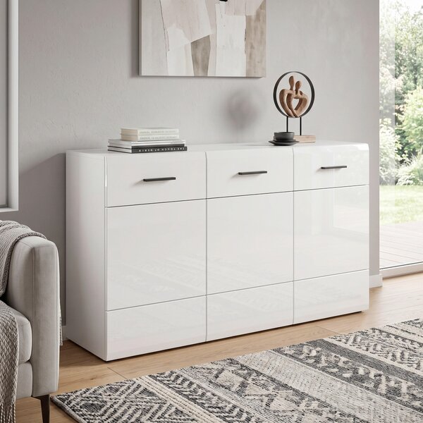 ŠIROKÁ KOMODA, antracitová, bílá, 150/84,6/42 cm Hom`in - Široké komody