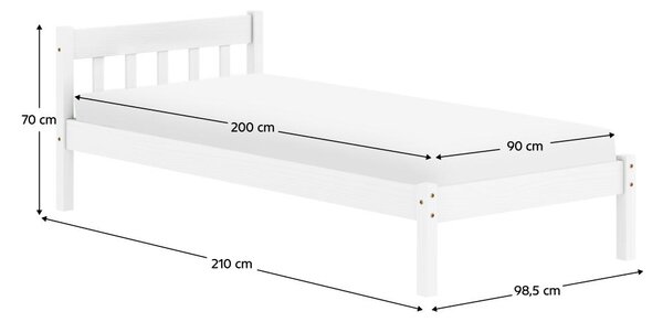 Jednolůžková postel 90x200 cm Malil (bílá)