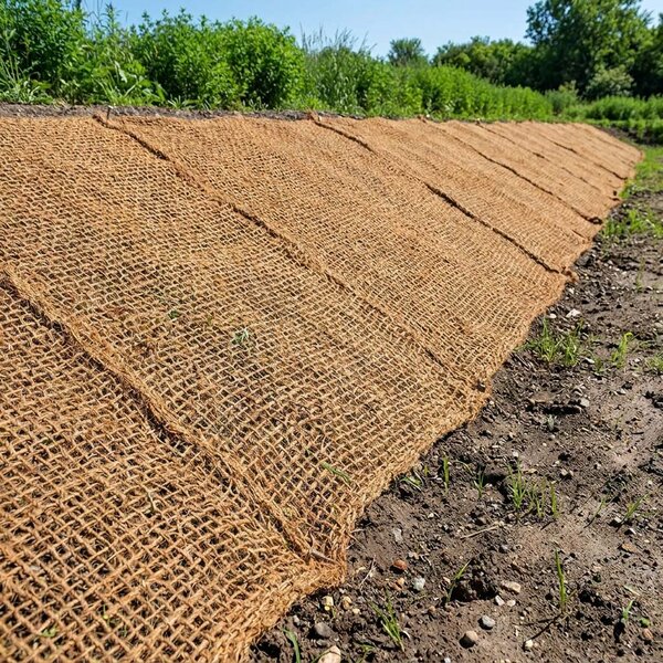 Kokosová protierozní síť KOS700, gramáž 700 g/m2, přírodní režná, š.100cm, role 25 metrů