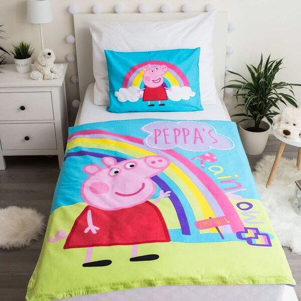 Jerry Fabrics povlečení do postýlky PRASÁTKO PEPPA PIG 016 BABY, modro-fialové, bavlna hladká, 100x135cm + 40x60cm