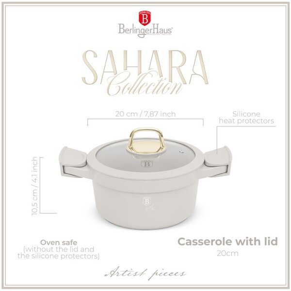Kastrol s poklicí s titanovým povrchem 20 cm Sahara Collection