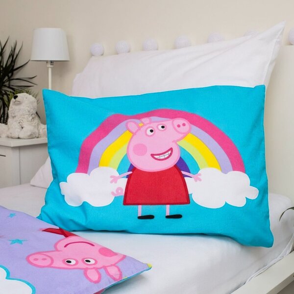 Jerry Fabrics povlečení do postýlky PRASÁTKO PEPPA PIG 016 BABY, modro-fialové, bavlna hladká, 100x135cm + 40x60cm