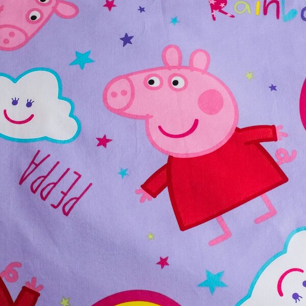 Jerry Fabrics povlečení do postýlky PRASÁTKO PEPPA PIG 016 BABY, modro-fialové, bavlna hladká, 100x135cm + 40x60cm
