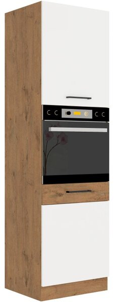 Vysoká skříň na vestavnou troubu VANYA - šířka 60 cm, bílá / dub lancelot