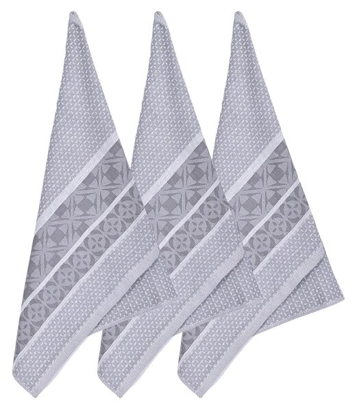 Forbyt kuchyňské utěrky EGYPTSKÁ BAVLNA ELEGANT GREY, šedá bordura 3 kusy, 50x70cmHERB, šedé popínavé listy, 3 kusy, 50x70cm