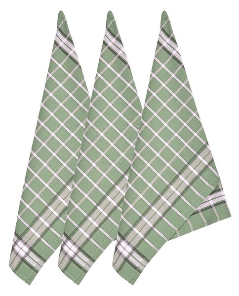 Forbyt kuchyňské utěrky EGYPTSKÁ BAVLNA BISTRO GREEN, zelená kostka, 3 kusy, 50x70cm