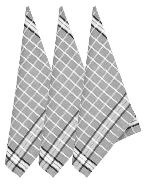 Forbyt kuchyňské utěrky EGYPTSKÁ BAVLNA BISTRO GREY DARK, šedá kostka, 3 kusy, 50x70cm