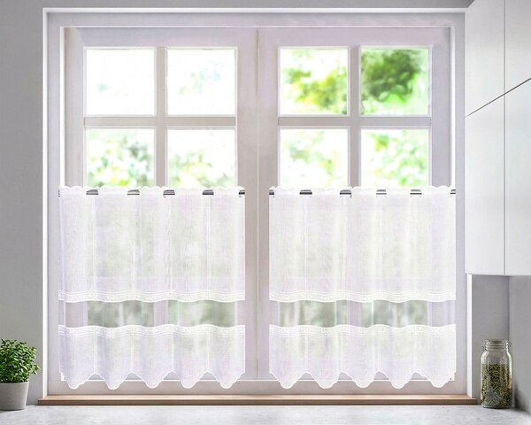 Forbyt Vitrážová záclona polyesterový BAP 27309, ornament a tyl, bílá výška 40cm (v metráži)
