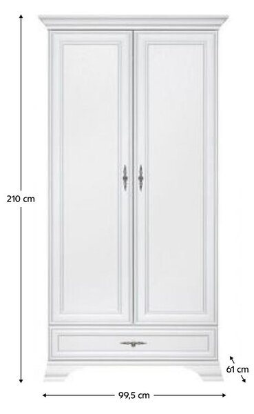 Šatní skříň Kuito SZF2D1S (alpská bílá)