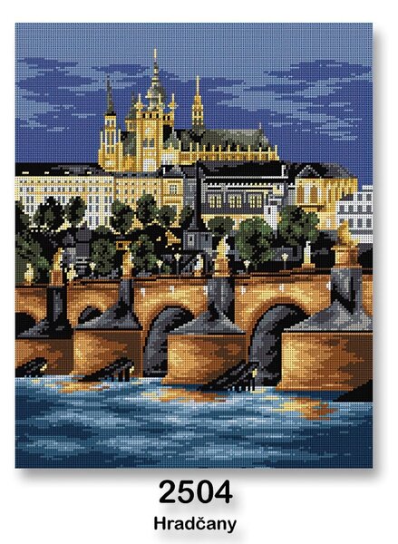 VTC Vyšívací předloha, obrázek na vyšívání 70242/2504, Praha-Hradčany, modrá, 40x50cm